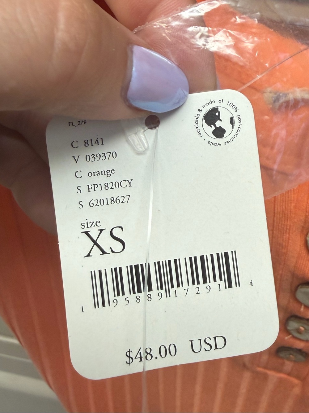 Free People Intimately FP Ribbed Henley Bodysuit Orange Size XS NWT - Picture 4 of 5